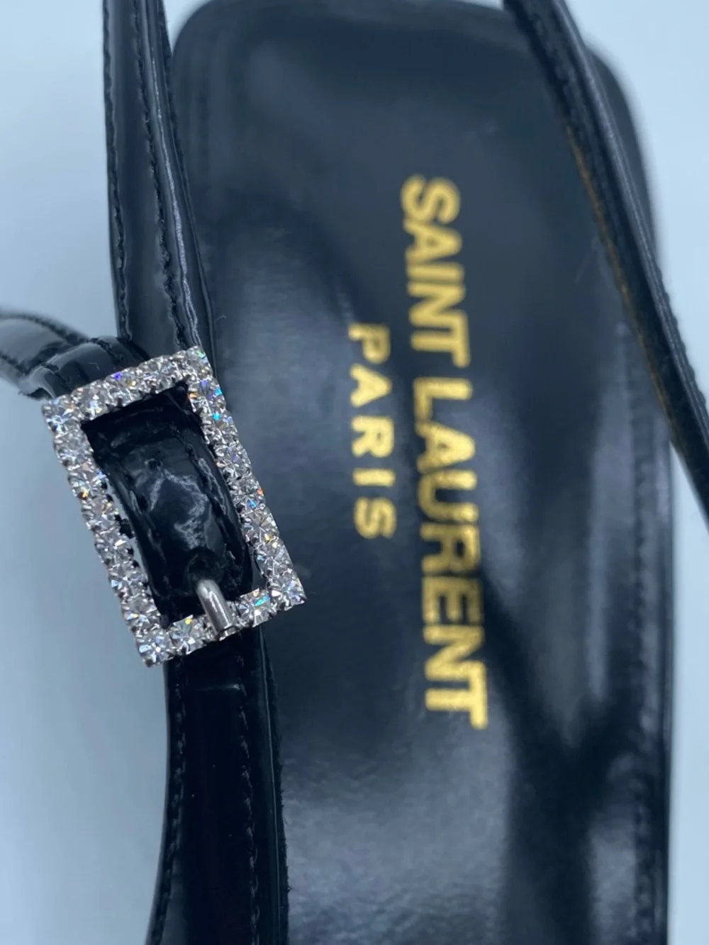 Saint Laurent Cherish Slingback Pumps with Crystal Accents - Picture 6 of 16